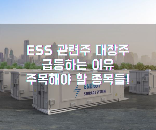 ESS 관련주 대장주 급등하는 이유 주목해야 할 종목들!