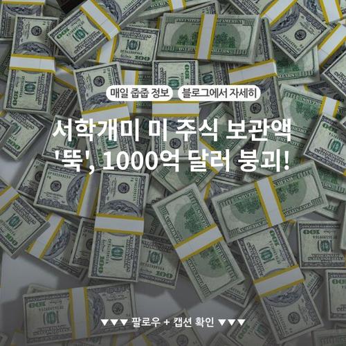 서학개미 미 주식 보관액 '뚝', 1000억 달러 붕괴!