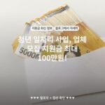 청년 일자리 사업, 업체 모집 지원금 최대 100만원!