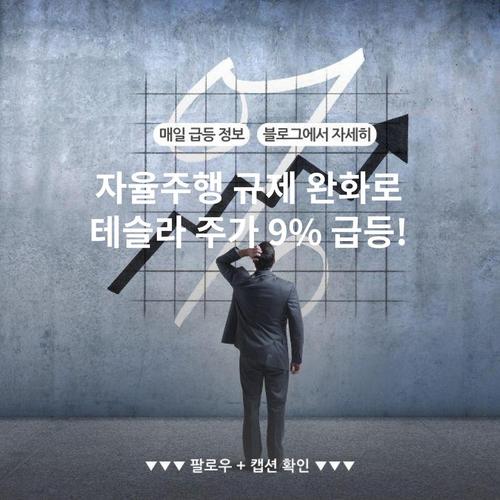 자율주행 규제 완화로 테슬라 주가 9% 급등!