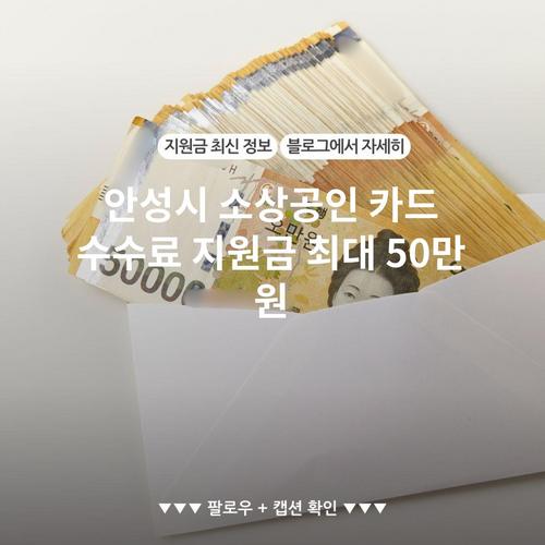 안성시 소상공인 카드 수수료 지원금 최대 50만 원