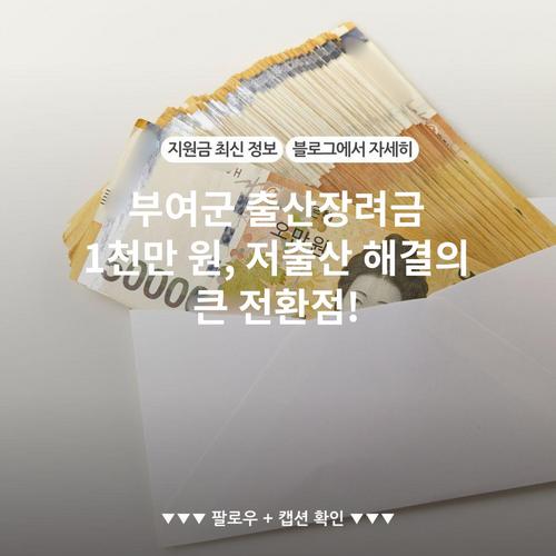 부여군 출산장려금 1천만 원, 저출산 해결의 큰 전환점!